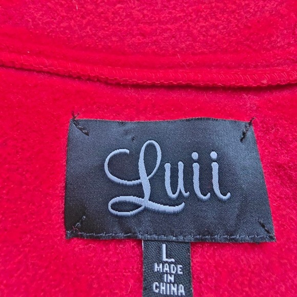 Luii Anthropologie Red Belted Shawl Collar Cardigan Jacket Women's Size L - Picture 4 of 5